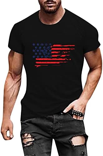 Masculas camisetas de algodão Homens de verão Casual o pescoço bandeira impressa de manga curta camiseta blusa tampa de camisetas