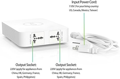 UMI 110V a 220V Conversor de tensão de 220V LX-300C Transformador toroidal para aparelhos de 220V a serem usados ​​em nós, casca de plástico branco simples, seguro e eficaz