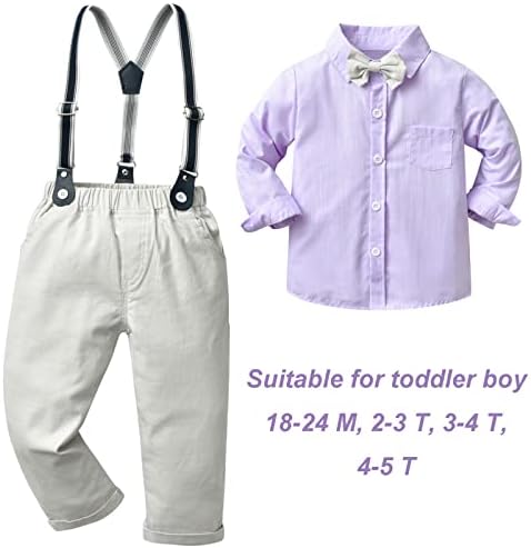 AMOKK Gentleman desgaste formal para crianças meninos de meninos e suspensórios Conjunto de roupas