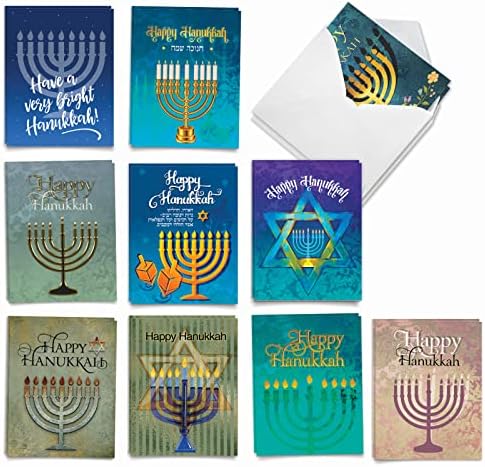 O melhor pacote de variedades de 20 hanukkah cartões com envelopes, sortimento de férias de humor para homens e mulheres - luzes