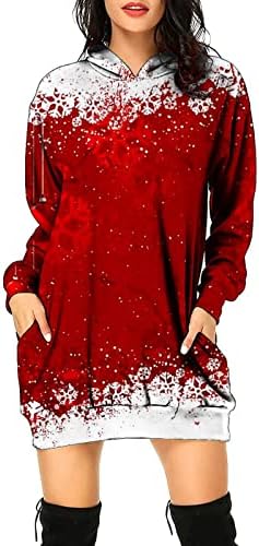 Vestido de flare de estampa de natal para mulheres vestidos de manga longa vestidos casuais de festa oca