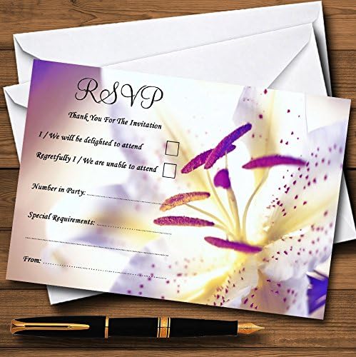 Cartões de RSVP personalizados de flor de lírio roxo