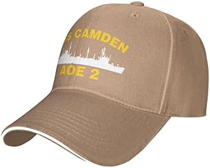 USS Camden Aoe 2 ， Homens Mulheres lavadas algodão angustiado Baseball Vintage Cap ajustável Papai Hats Sports Trucker Presentes casuais ， Natural