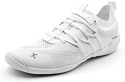 Trixstar Altair Unisex Premium Cheer Shoes White Lightweight, Adult & Youth Tamanhos Superior Design funcional e tênis de torcida durável
