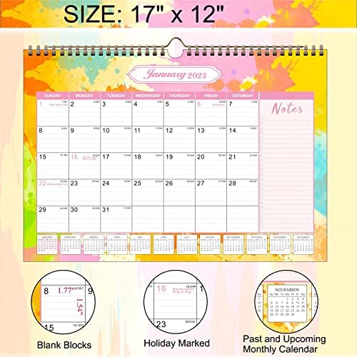 A estética colorida calendário de parede de 2023 ou calendário grande de deskpad é executado de janeiro de 2023 a junho de 2024, calendário 18 meses, 17 x 12, o calendário mensal perfeito para facilitar o planejamento, inclui adesivos