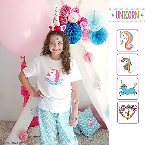 OOOPSI Unicorn Tatuagens temporárias para crianças Festas Unicorn Party Festas de meninos Favors - 25pcs 2,5 x 2,5