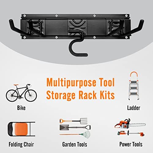 Rack de armazenamento de ferramentas de garagem, cabide da organização de parede com 4 mop suporte e 8 PCs ganchos de 8