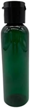 2 oz Green Cosmo Garrafas plásticas -12 Pacote de garrafa vazia Recarregável - BPA Free - Óleos essenciais - Aromaterapia | Black Flip Top Snap Cap - Feito nos EUA - por fazendas naturais