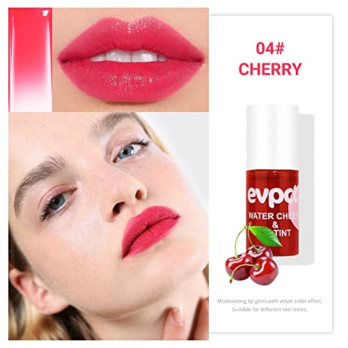Evpct Watermelon Cherry Lip Stain Tint Conjunto de veludo vermelho rosa mancha de tonalidade de lábios aquosos para