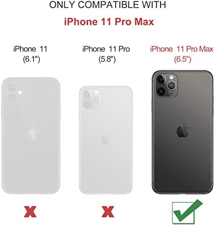 Defencase iPhone 11 Pro Max Wallet Case, iPhone 11 Pro Max Case para Wallet Men Men, Luxo Pu Couather Magnetic Flip Strap Zipper Holder Caso de telefone para iPhone 11 Pro Max 6,5 polegadas, café