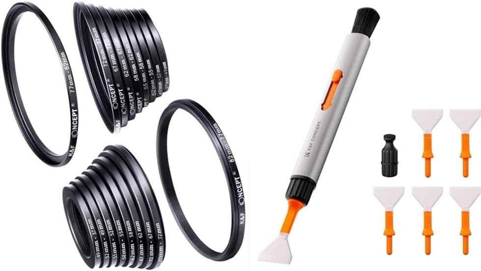 Conjunto de adaptadores de anel de filtro e caneta de limpeza de lentes