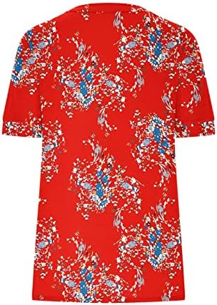 Tops de verão para mulheres com estampa floral moderna de manga curta Top top casual v pesco