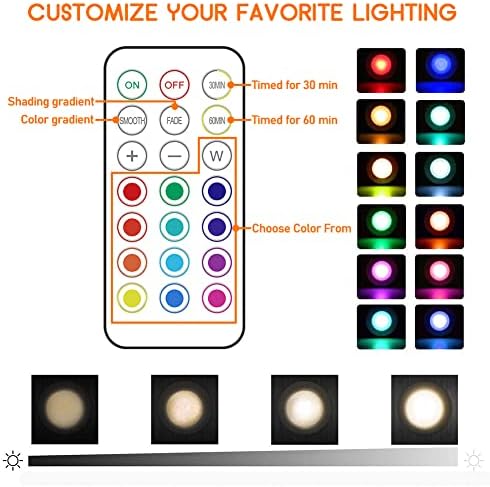 Luzes LED de Sixdefly com controle remoto sem fio, 13 cores RGB - para armário, parede do quarto, sob o armário, luzes de disco movido