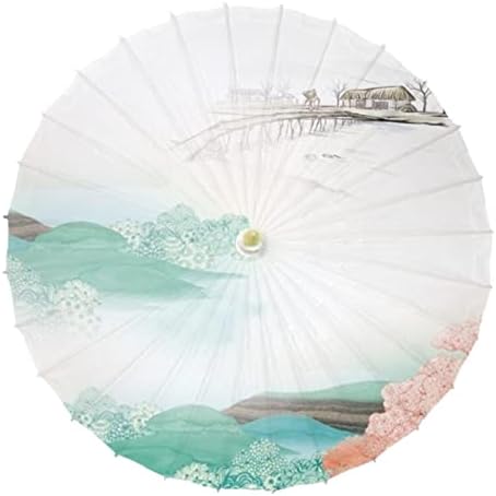 Dfsyds Oil Paper Guardella Snow Branco com Pap papel de óleo rosa azul claro Pap papel adulto Parasol Art Performance