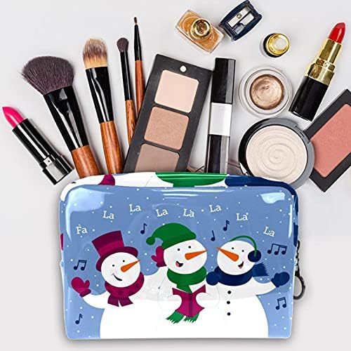 Bolsa cosmética para mulheres, adoráveis ​​sacos de maquiagem à prova d'água viagens fofas de Natal, boneco de neve