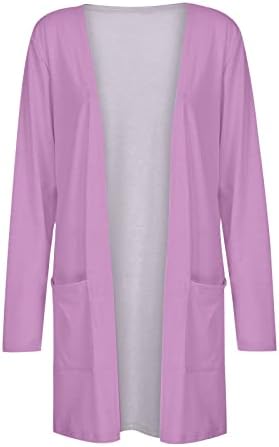 Cardigans Long Cardigans de Cokuera para Moda de Moda feminina Coats elegante de cor sólida de cor aberta para fora do pacote solto