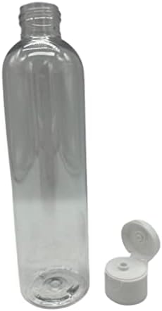 Garrafas plásticas de plástico de 8 oz Clear Cosmo -12 Pacote de garrafa vazia Recarregável - BPA Free - Óleos essenciais -