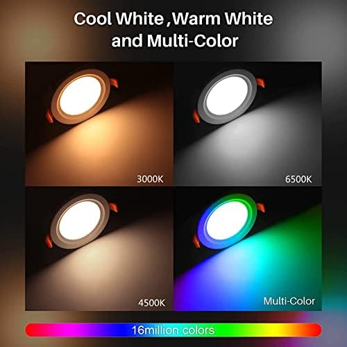 DooreEmee Iluminação embutida de 6 polegadas Wi-Fi Led Downlighting, Luz de painel esbelta de 12w, fácil de instalar, de baixa