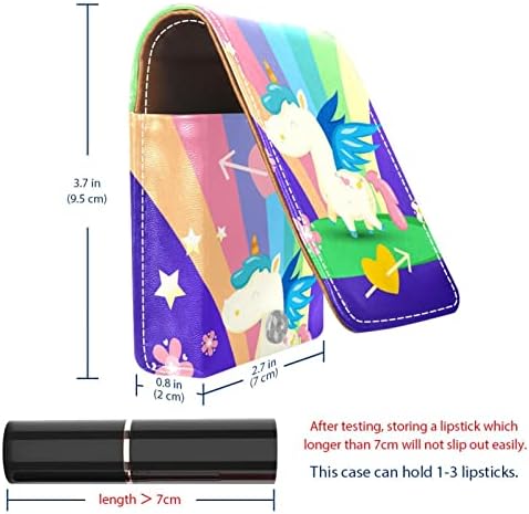 Little Unicorn com Bolsa de Viagem portátil de Viagem portátil de Gloss Rainbow Hold 2 ou 3 Lipstick Lip Gloss