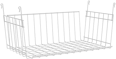 Kit de prateleira de arame closetmaid 1041, 4 pés, branco e 6222 cesta suspensa para estantes de arame, branco