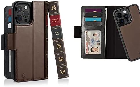 Doze livros sul para iPhone 14 Pro Max | Caixa de carteira de couro de grão completo compatível com magsafe com suporte de exibição