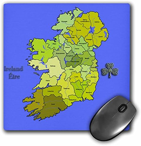 3drose mouse bloc mapa verde colorido de toda a Irlanda, a República Irlandesa e a Irlanda do Norte com todos os municípios