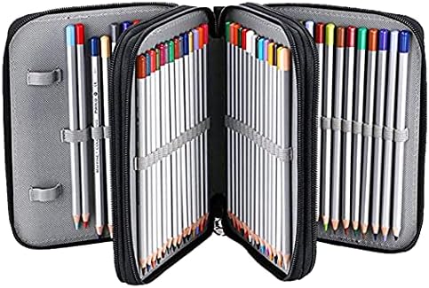 Gullor Capacidade de grande capacidade 3 camadas Saco de lápis Organizador de lápis - 78 slots para lápis coloridos, preto