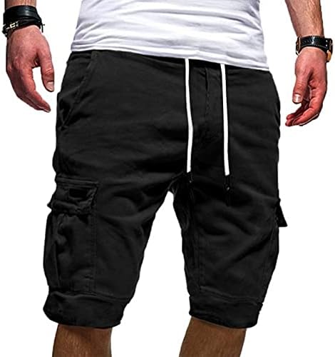 Shorts de carga de meymia mass, 2023 Summer Men Men leve Macacão elástico de cordão folgado curto com vários bolsos