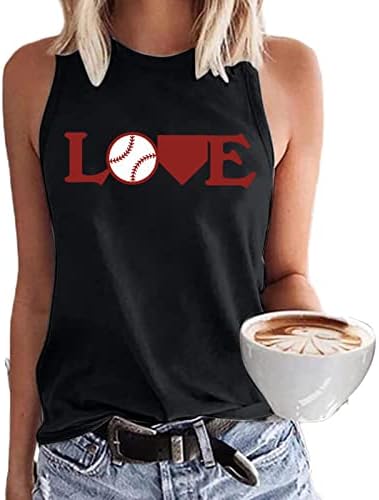 Tanque de beisebol tampas femininas letra engraçada Camisa gráfica de beisebol de verão sem mangas de gestão de beisebol de beisebol