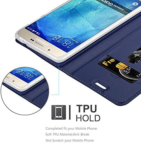 Caso Cadorabo Book Compatível com o Samsung Galaxy A8 2015 em Classy Dark Blue - com fechamento magnético, função de suporte