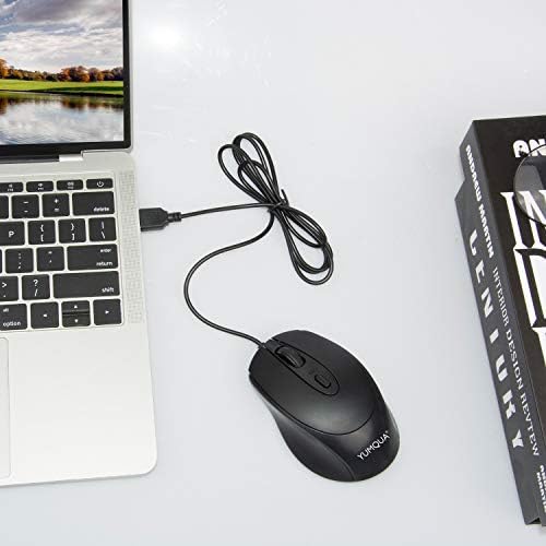 Yumqua G222 Silent Computer Mouse Wired 2 pacote, mouse home e escritório USB, 800/1200 DPI Mouse com cordão para laptop
