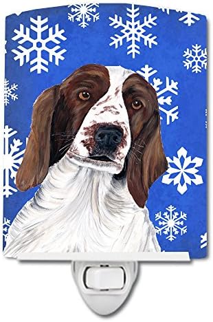 Tesouros de Caroline SC9380CNL Welsh Springer Spaniel Winter Snowflakes Férias Cerâmica Night Light, compacta, certificada