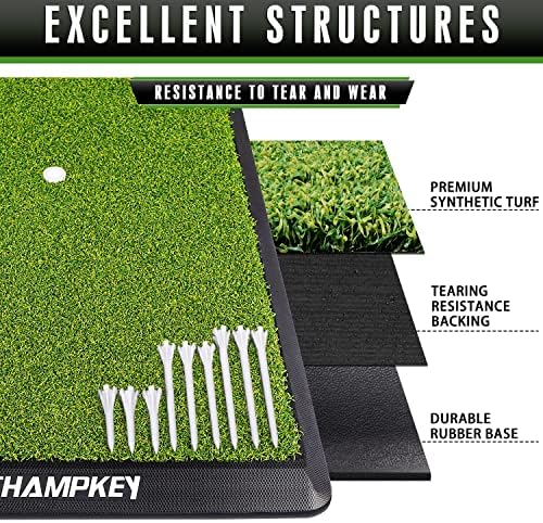 Champkey Premium Synthetic Golf Bitting Mat | Mat de Prática de Golfe de Base de Base de Pesados ​​de Diretoria | Venha com