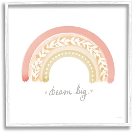 Stuell Industries Lovely Pink Rainbow Botanical Dream Big Quote, Design by House Fenway