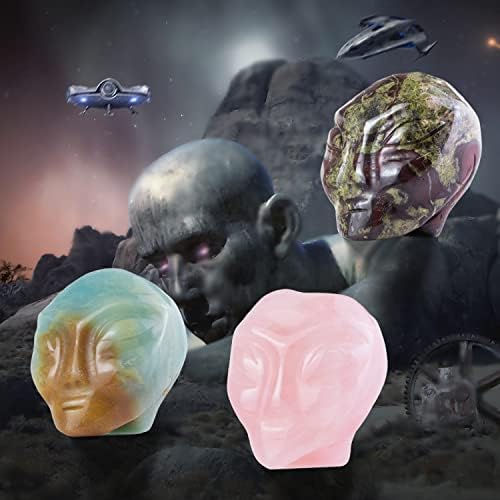 TOOMWVVY STEN DE 3 PCS 1,8 Cabeça alienígena Casca esculpida Cryal