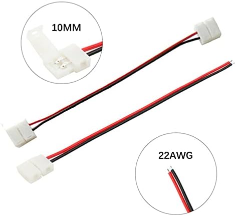 Musrl 2pin 10mm/8mm Kit de luz de luz de tira LED com conectores sem gapless ， L/T Soldesless Connect para 3528/2835 tiras de cores únicas