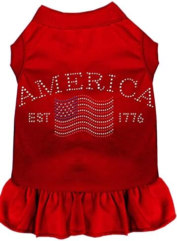 Mirage Pet Products Classic America Rhinestone Dress, X-Large, Red