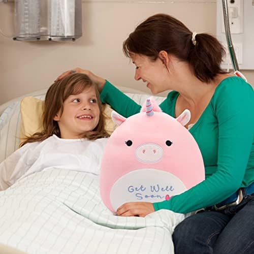 Easfan 14 '' Fique bem logo Unicorn Plugule Pillow Plexhop Brinquedo Fique bem em breve para crianças Paciente Sentir melhores presentes