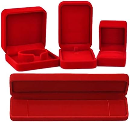 Jóias Jahh Casa de Armazenamento de Jóias de Casamento Red Brincos de Anel de Veludo Vermelho Pingente Bracelete Organizador