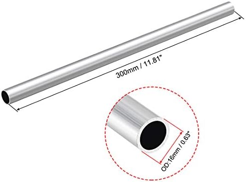 UXCELL 6063 Tubo redondo de alumínio, 300 mm de comprimento 17 mm OD 15mm Tubulação reta de alumínio sem costura de 15 mm