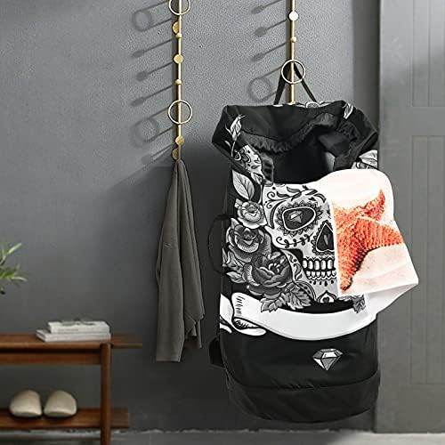 Bolsa de lavanderia com alças de ombro de lavanderia Backpack Saco de tração Fechamento de empurramento Handle Handper para acampamento de apartamento Casa do dormitório Essentials