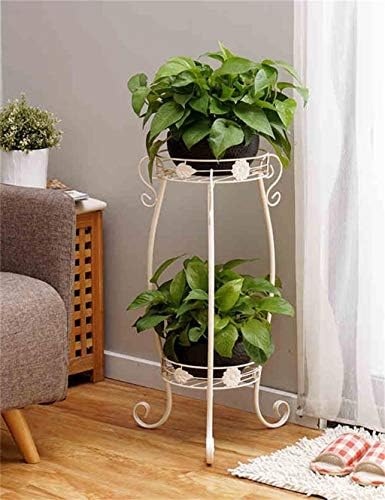 Mkkm Plant Stand Iron-camada dupla prateleira de vaso de flores/prateleira de panela para varanda, interna, externa, prateleira de