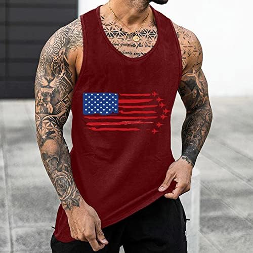 BEUU 4 de julho Tampo de tanques para homens, American Flag Patriótico Sportes Sports Summer Summer Racerback Workout