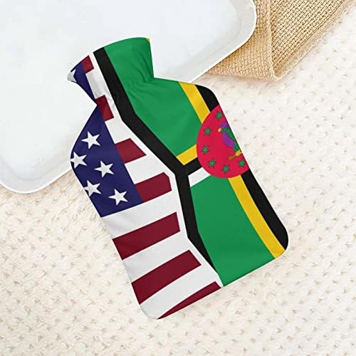 Estados Unidos e Dominica Flag Saco de água quente com tampa 1L de injeção de borracha Garrafas de água quente para proteção