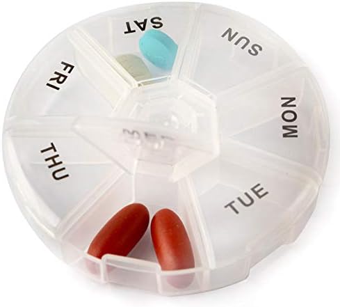 Deke Round Portable Pill Box Medicine Planner Medicação Pequena Caso, Caixas de Vitamina Organizador Organizador Organizador Distribuidor,