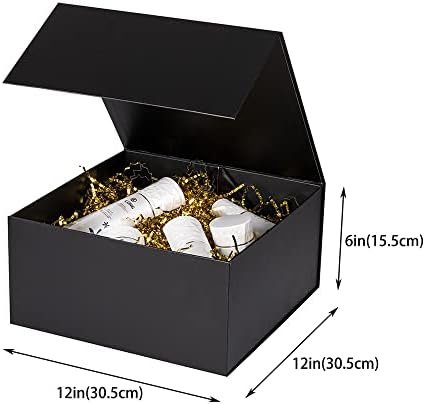 Caixas de presente pretas 16 pacote, grandes caixas de presente a granel, caixa de presente dobrável com fechamento magnético da tampa,