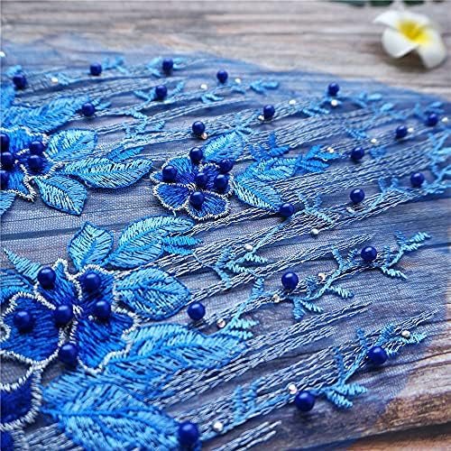 PDGJG Blue Lace Flow Flower Tassel Minchas Stromestone vestido bordado Apliques Appliques TRATAS CLARE MESH CAGO PACTH para