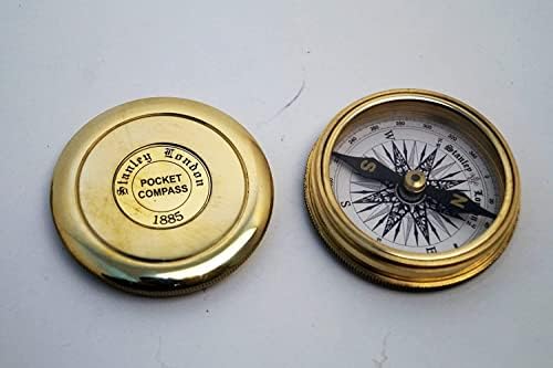 Náutico Vintage Brass Compass 2.3''Inches, ferramenta de navegação, item decorativo em casa e escritório, item colecionável.