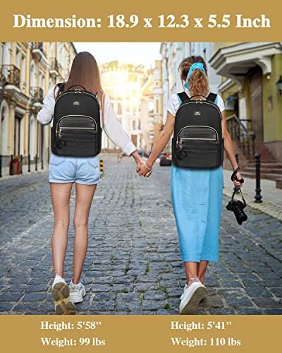 Backpack Burse for Women, mochila de laptop de couro vegano conversível de 15,6 polegadas com porta de carregamento