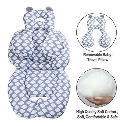 Voquer Head and Body Support travesseiro com suporte de pescoço para assento de bebê e carrinhos de bebê, nuvem